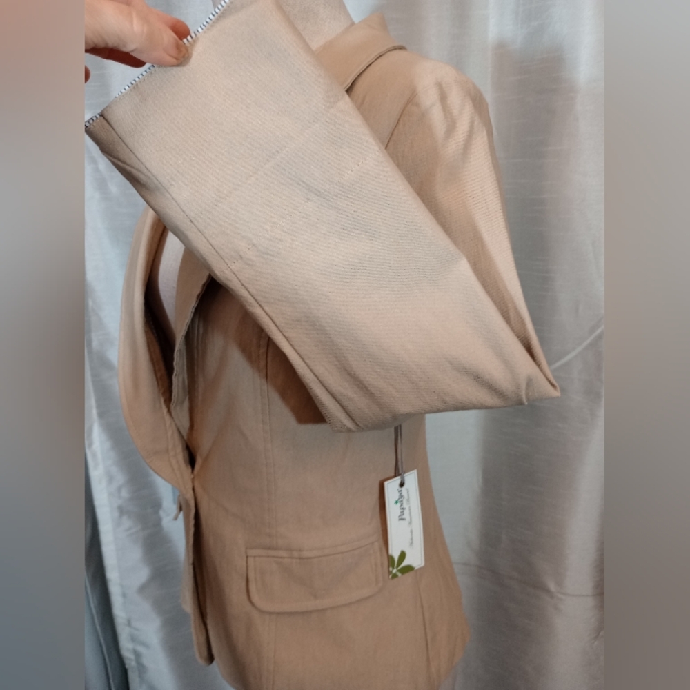 Papaya TAG Girls Blazer, RollUp- 3/4 to down sleeve, BttnUp, Collar, tan, L - Picture 8 of 11